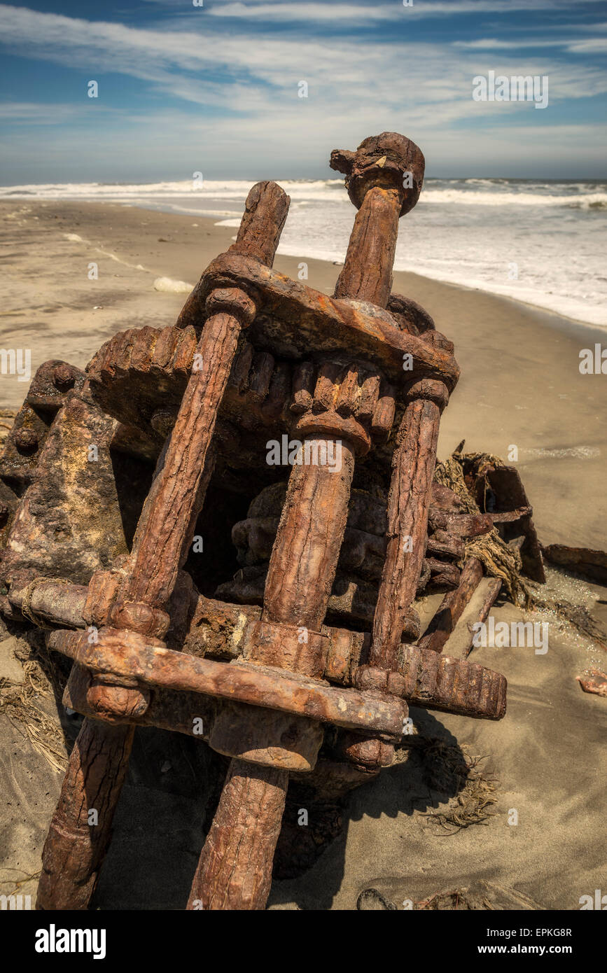 Naufragio resta. Skeleton Coast. La Namibia, Africa. Foto Stock