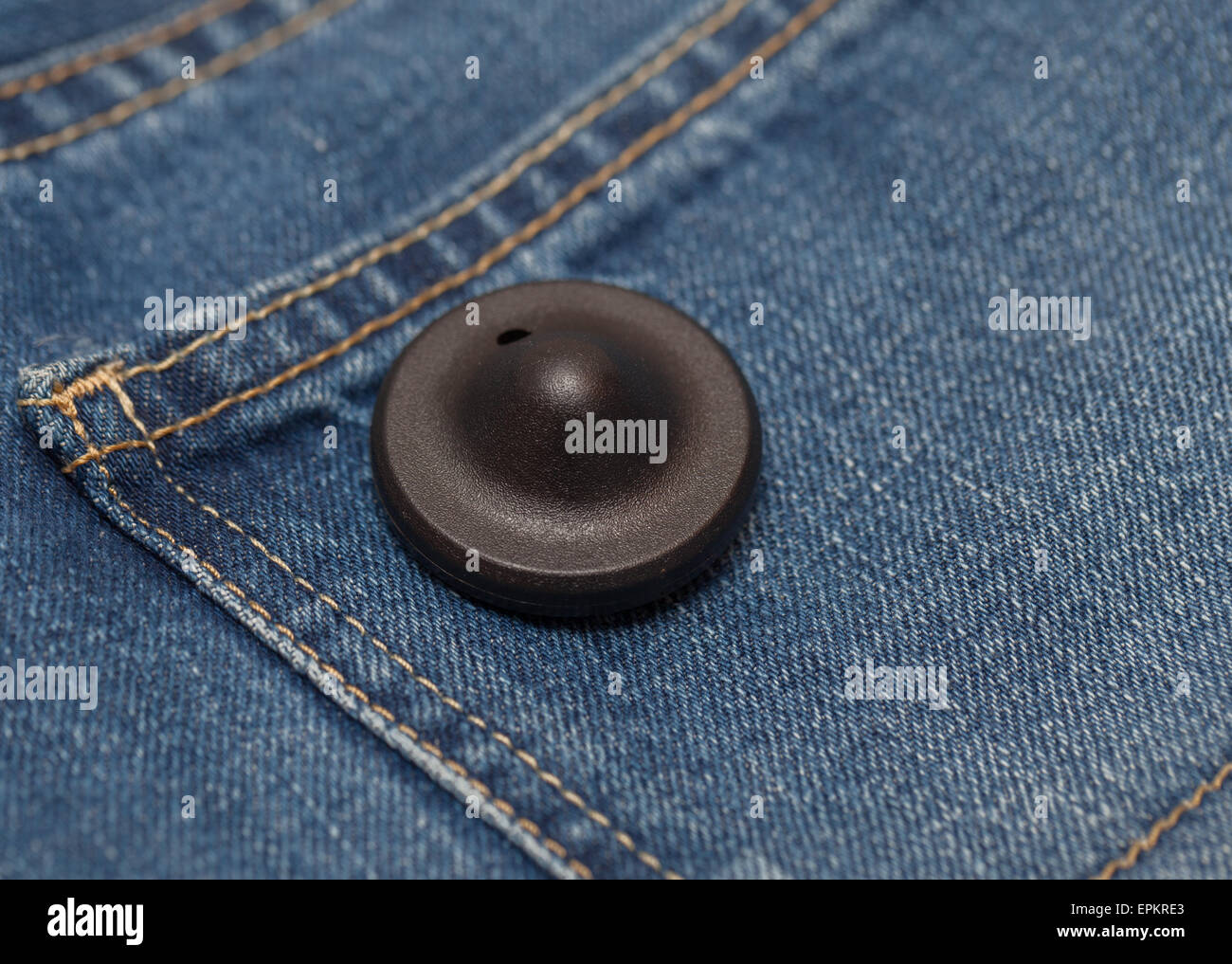 Tondo nero abbigliamento tag di sicurezza Foto Stock
