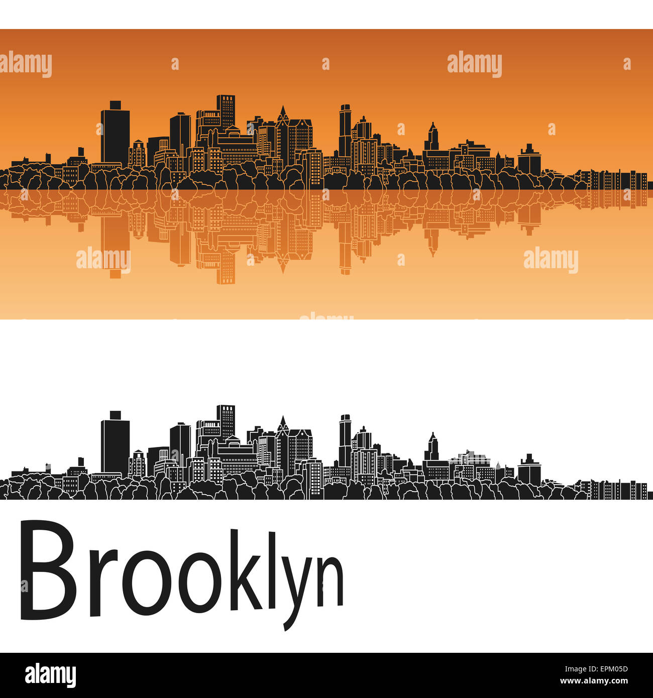 Lo skyline di Brooklyn in arancione Foto Stock