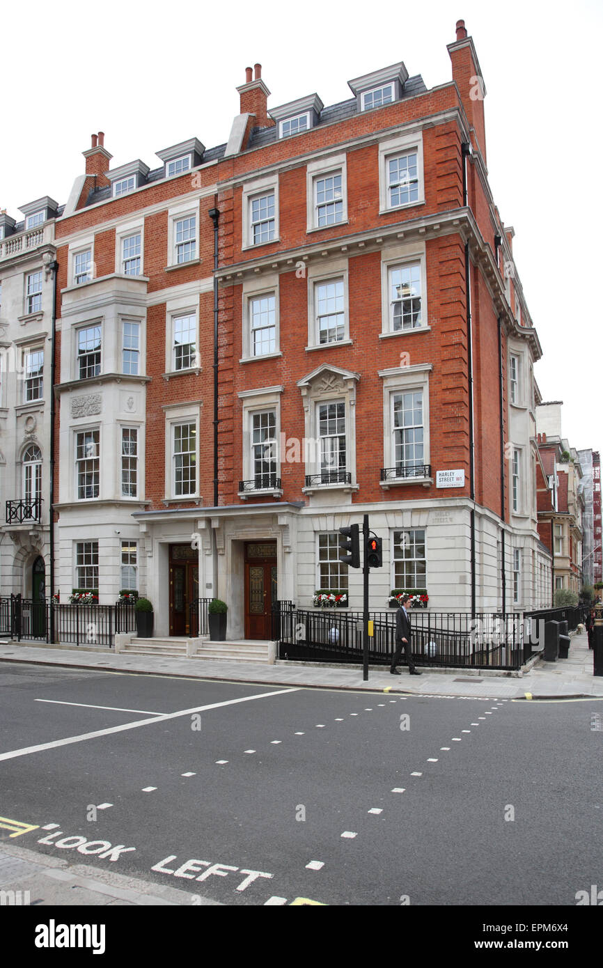 Il London Clinic in London Harley Street, rinomata come centro private di cure mediche nel Regno Unito. Angolo di Devonshire San Foto Stock