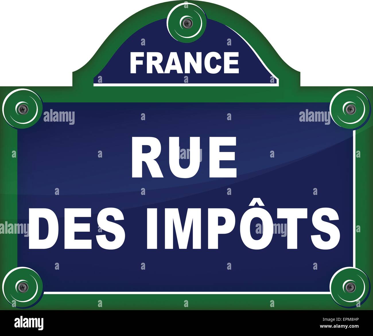 Traduzione in francese di tasse street segno blu Illustrazione Vettoriale