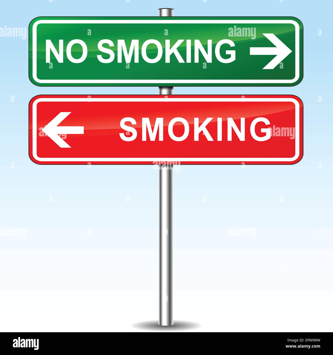 Illustrazione di camere per fumatori e per non fumatori le direzioni segno Illustrazione Vettoriale