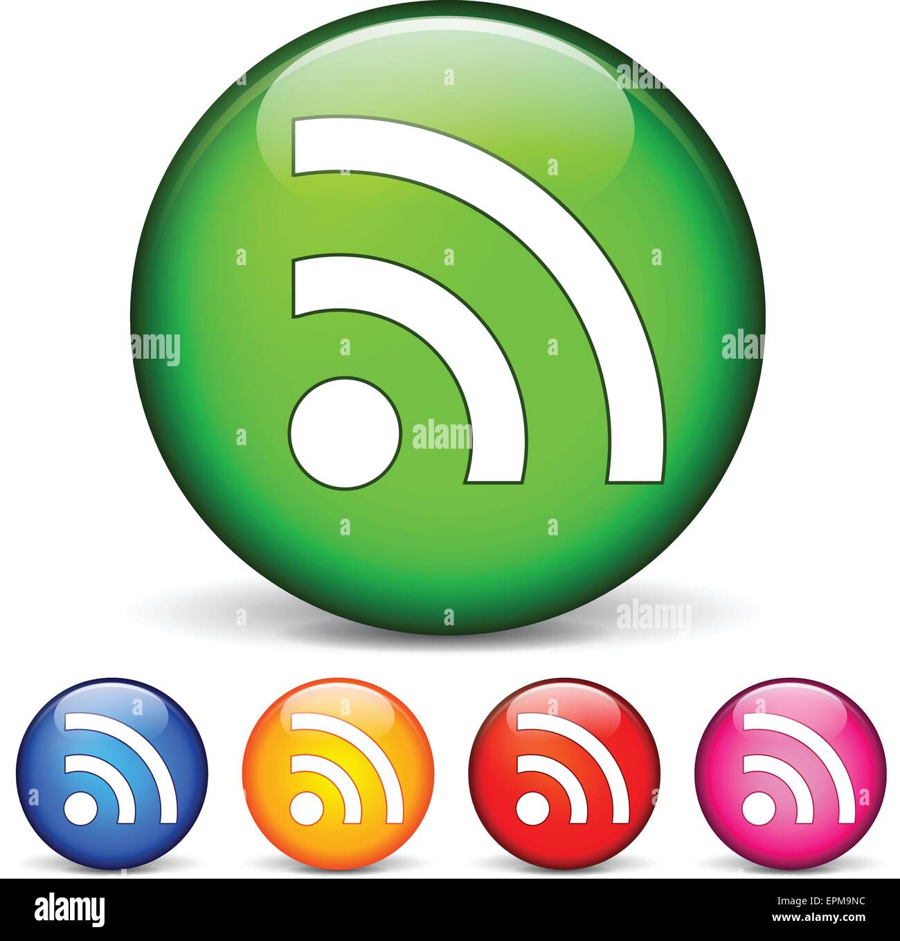 Illustrazione delle cinque icone cerchio per wifi Illustrazione Vettoriale