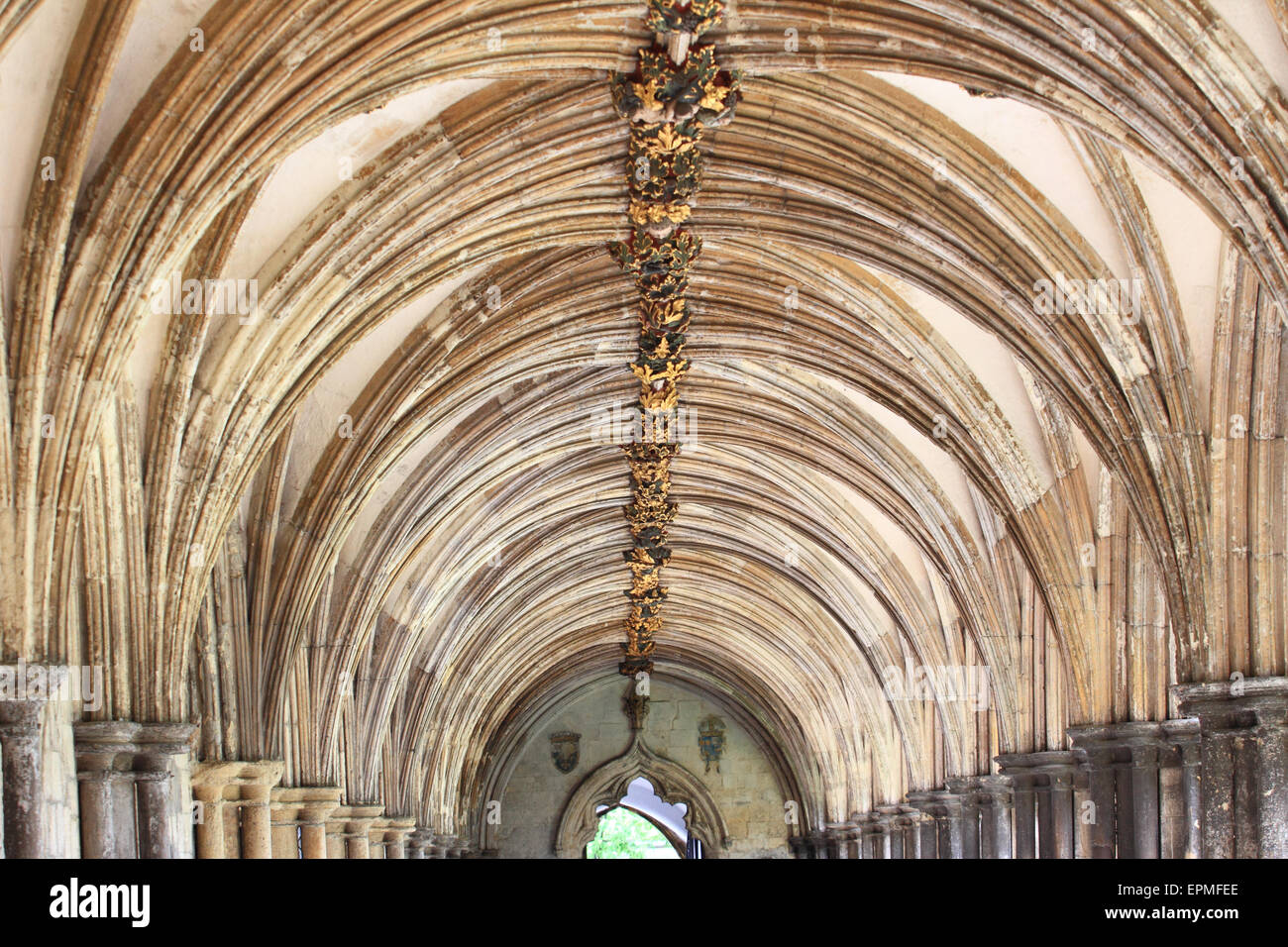 Arch modo Norwich Cathedral e Norwich, Norfolk, Regno Unito Foto Stock