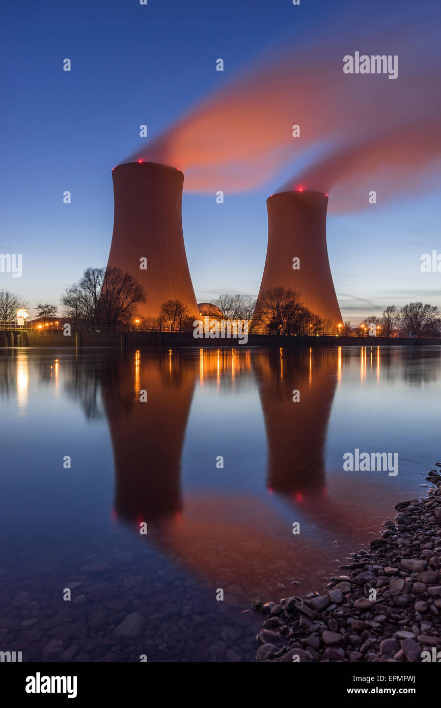 Germania, Bassa Sassonia, Grohnde Grohnde, impianto di energia nucleare Foto Stock