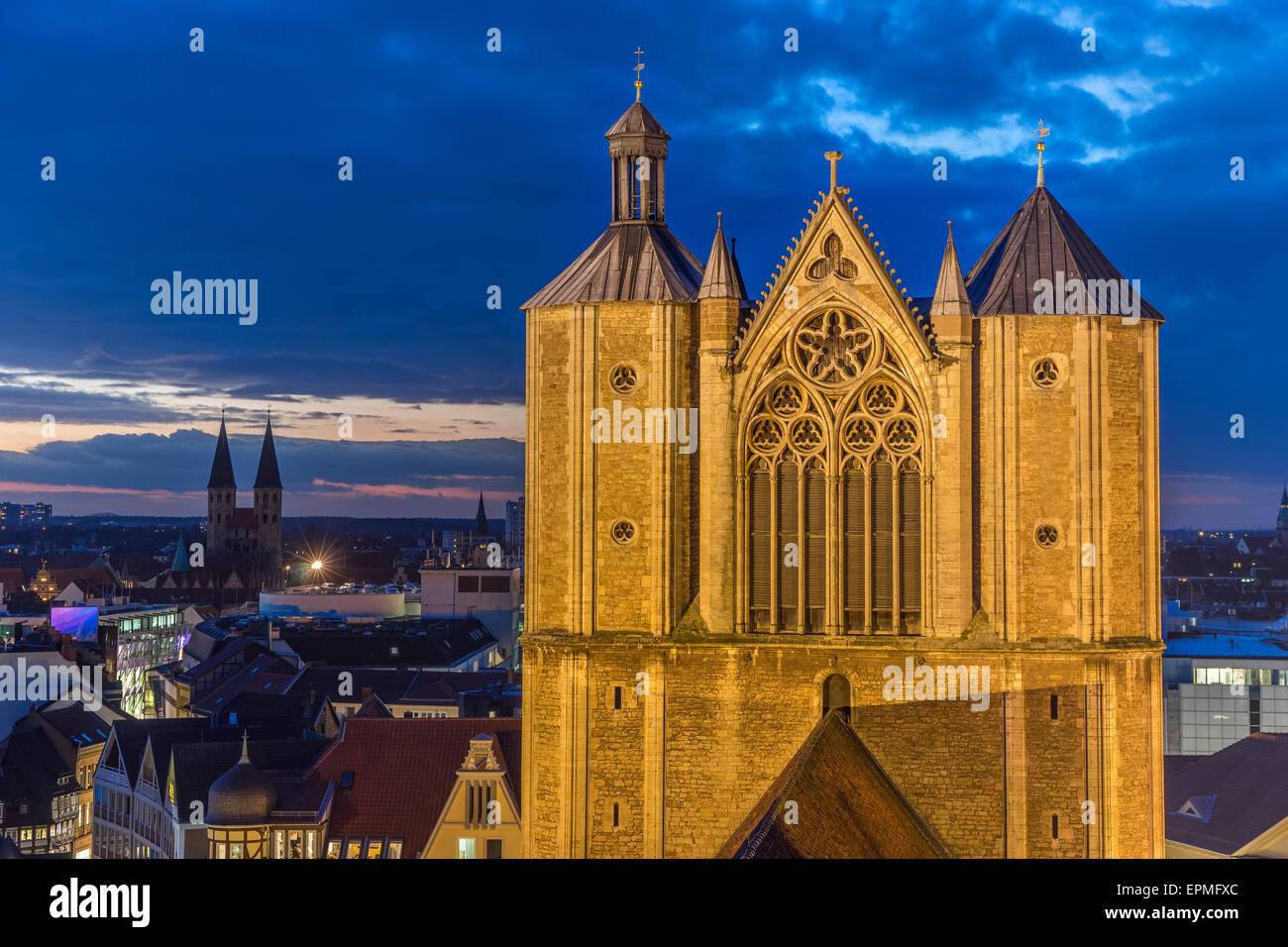 Germania, Bassa Sassonia, Brunswick, Brunswick Cattedrale di sera Foto Stock