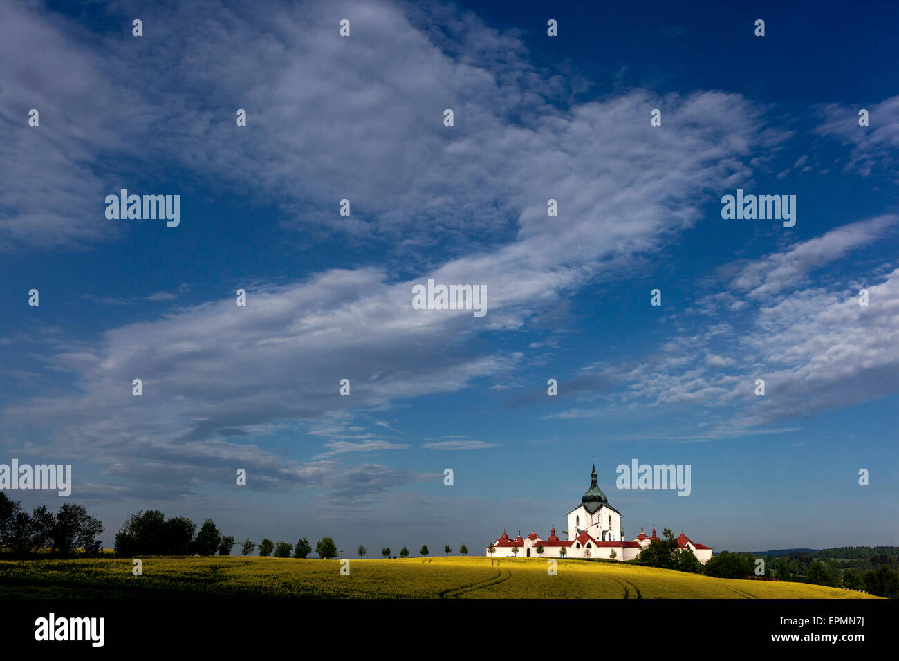 Chiesa del pellegrinaggio di San Giovanni di Nepomuk, Zelena Hora, Zdar nad Sazavou, Moravia, sito patrimonio mondiale dell'UNESCO, Repubblica Ceca, Europa Foto Stock