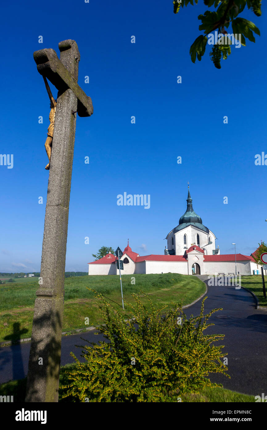 Chiesa del pellegrinaggio di San Giovanni di Nepomuk, Zelena Hora, Zdar nad Sazavou, Moravia, sito patrimonio mondiale dell'UNESCO, Repubblica Ceca, Europa Foto Stock