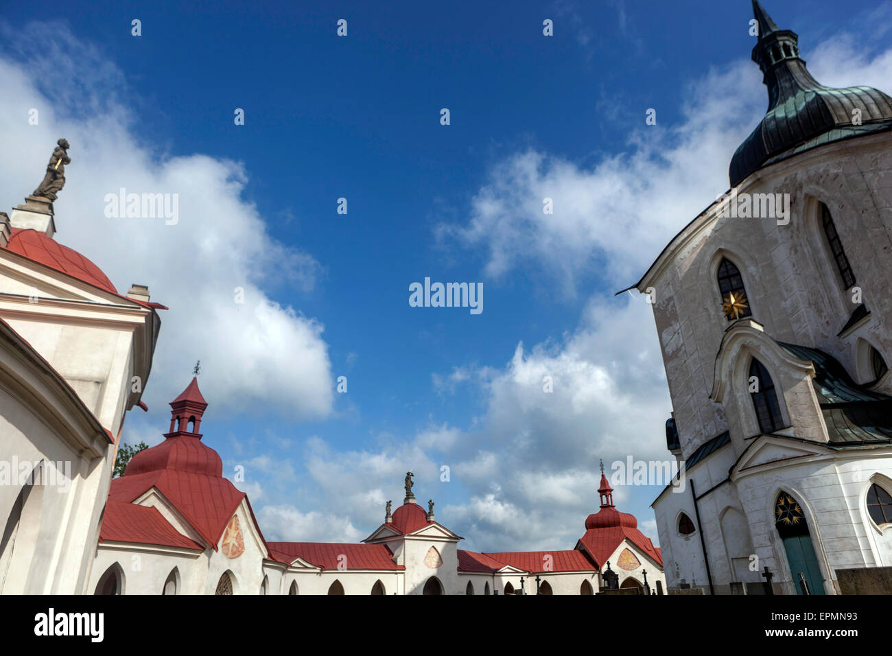 Chiesa del pellegrinaggio di San Giovanni di Nepomuk, Zelena Hora, Zdar nad Sazavou, Moravia, sito patrimonio mondiale dell'UNESCO, Repubblica Ceca, Europa Foto Stock