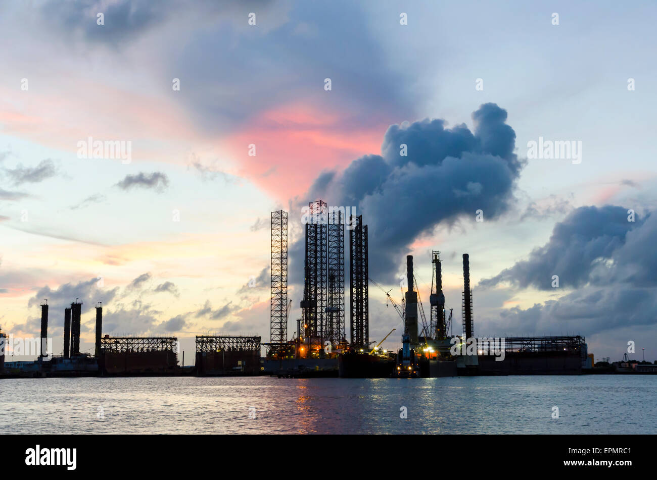 Piattaforme petrolifere off Galveston, Texas Foto Stock
