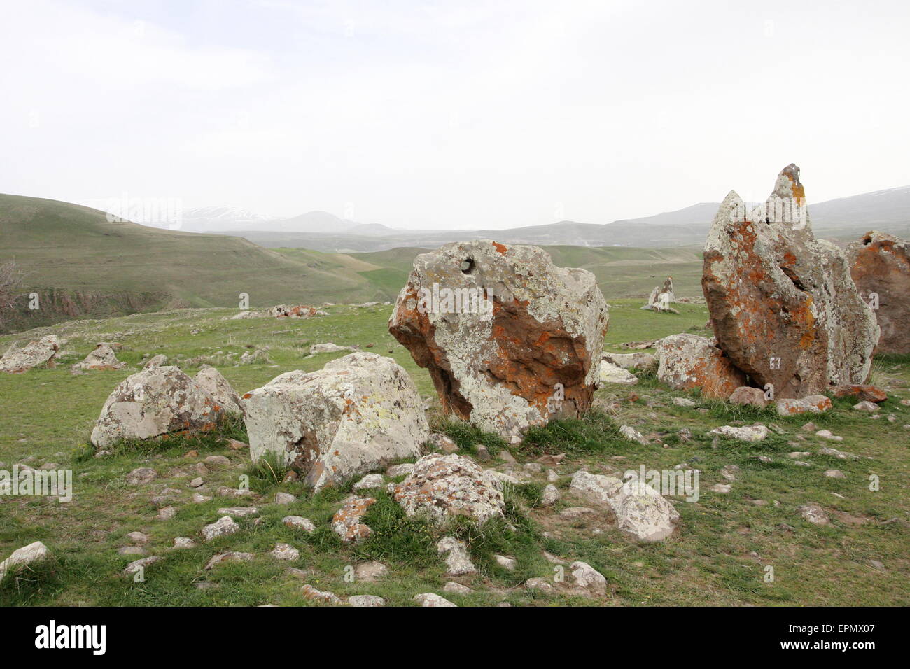 Zorats Karer o Karahunj è artificual costruzione preistorica in Armenia anche noto come pietre dell esercito Foto Stock