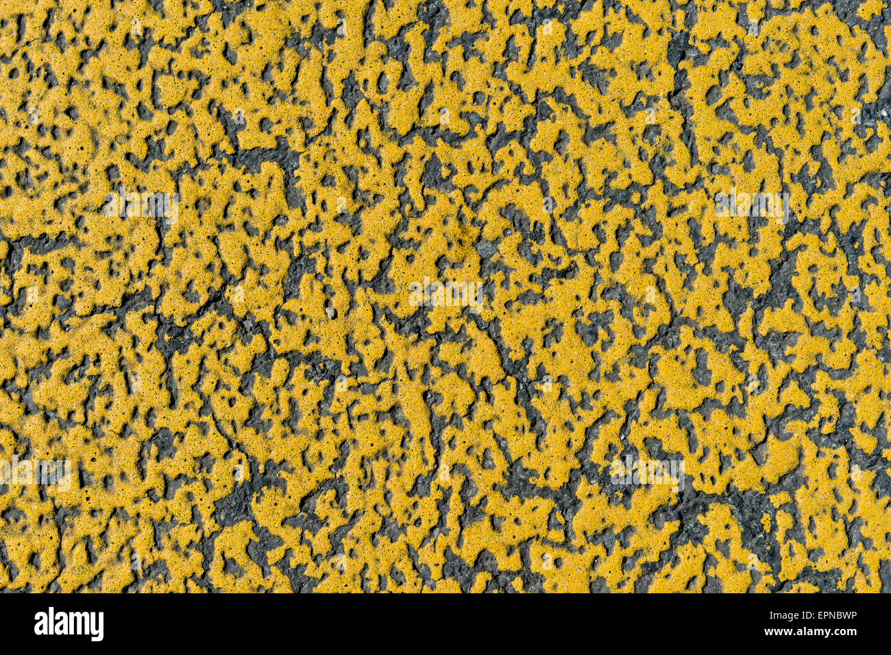 Vernice gialla su asfalto, la segnaletica stradale dettagli, Svizzera Foto Stock