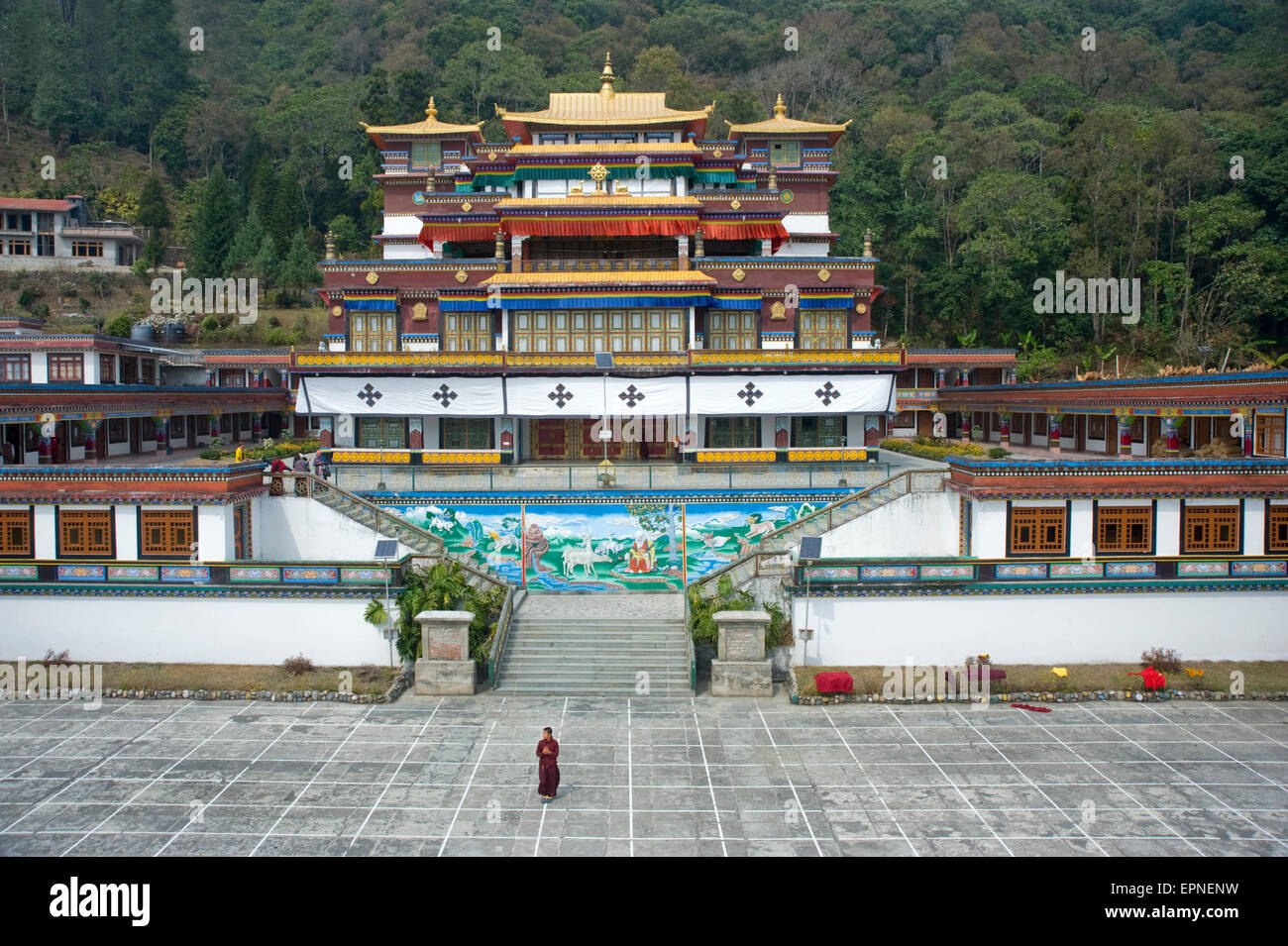 Il Tibetano monastero buddista a Lingdum , il Sikkim. Foto Stock