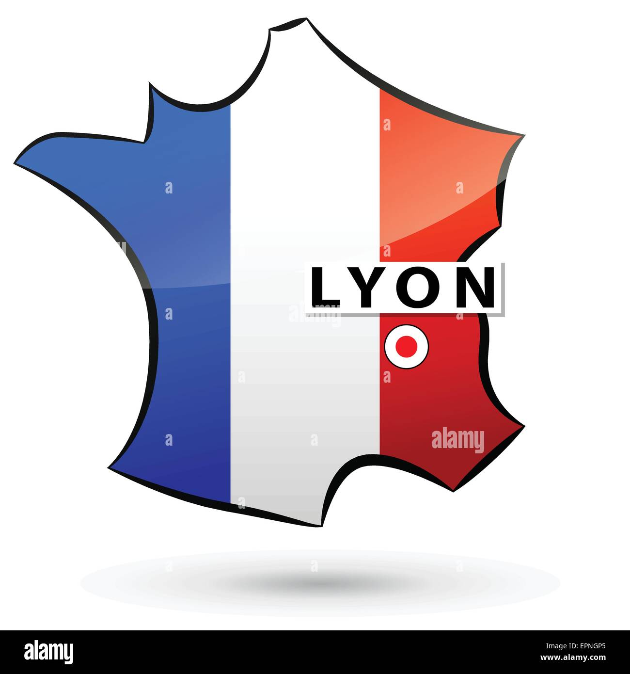 Illustrazione del francese icona mappa per Lione Illustrazione Vettoriale