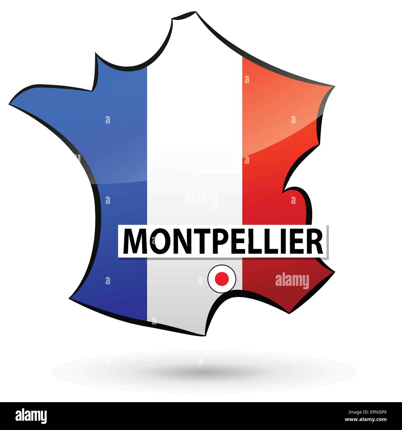 Illustrazione del francese icona mappa per montpellier Illustrazione Vettoriale