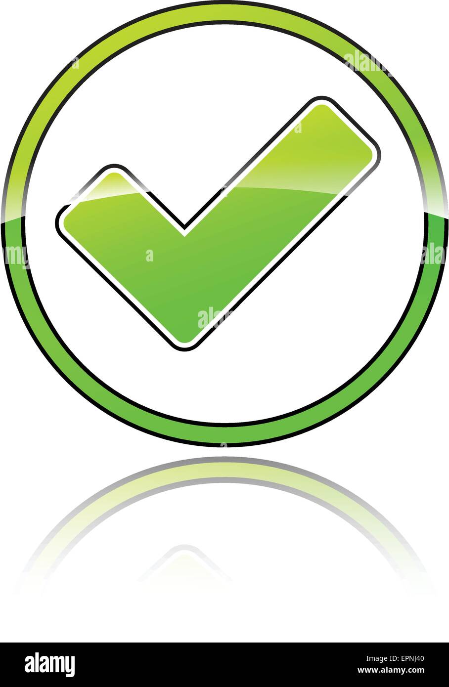 Illustrazione del cerchio icona segno di spunta verde Illustrazione Vettoriale