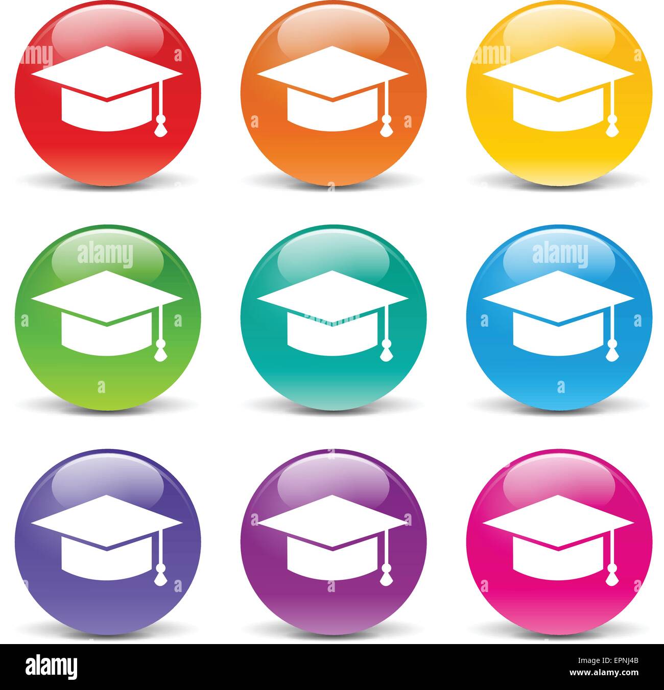Raccolta di icone di diversi colori per l'istruzione Illustrazione Vettoriale