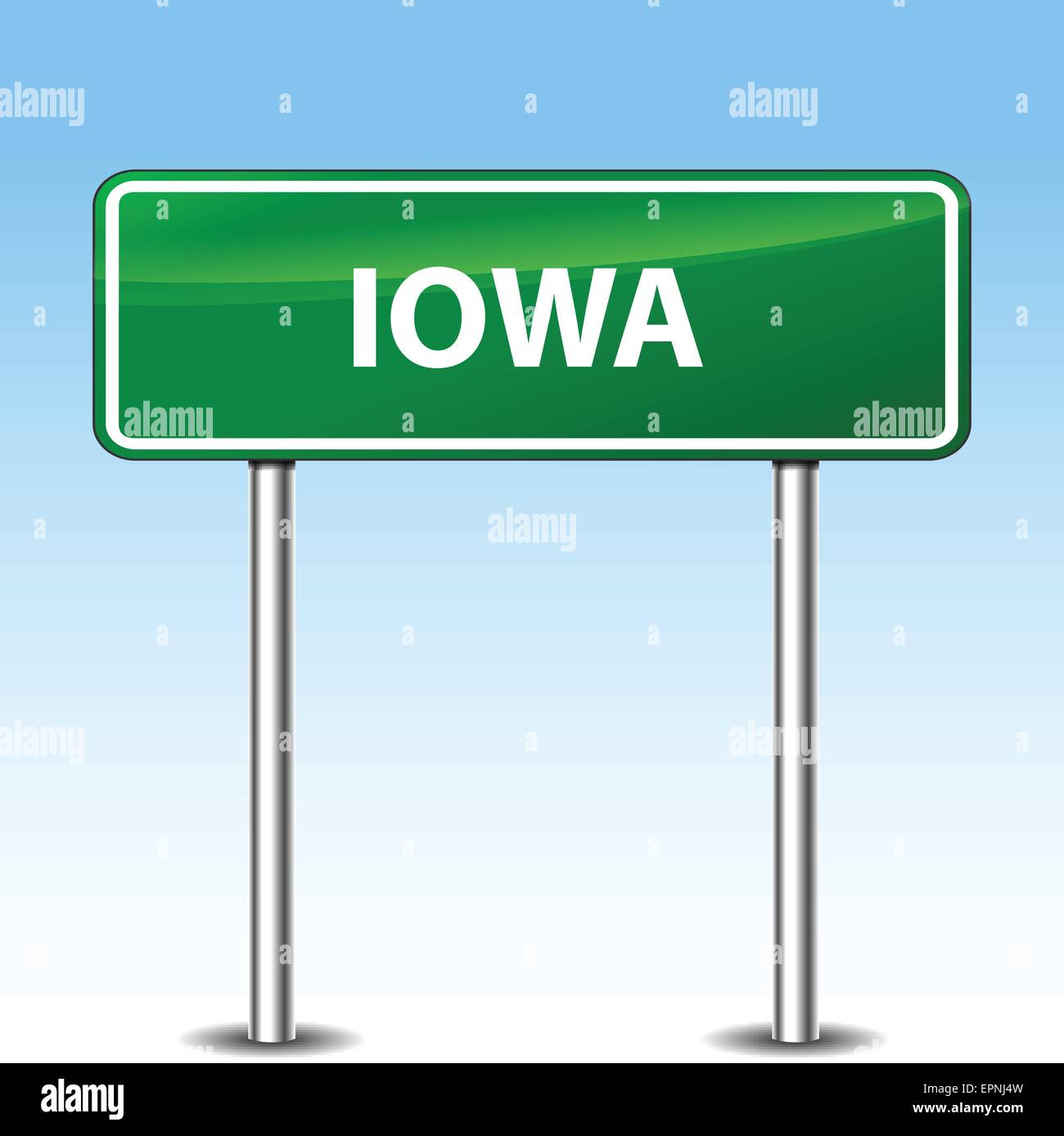 Illustrazione di Iowa di metallo verde cartello stradale Illustrazione Vettoriale