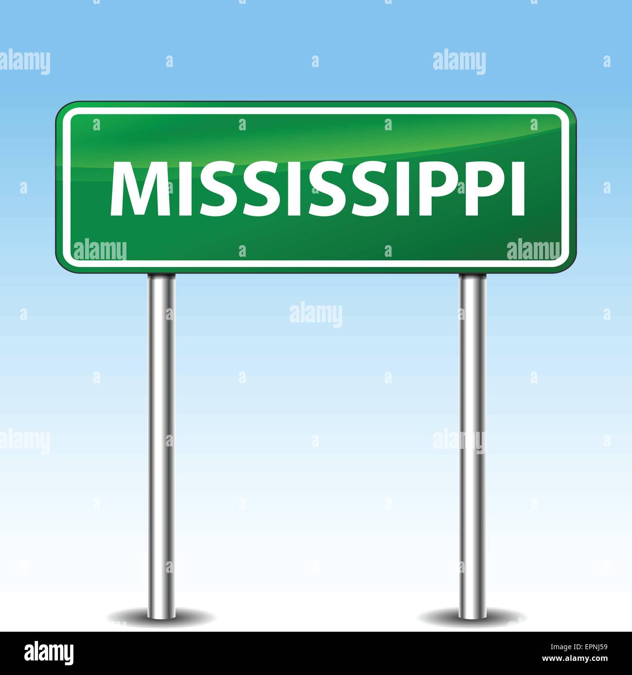 Illustrazione del Mississippi metallo verde cartello stradale Illustrazione Vettoriale