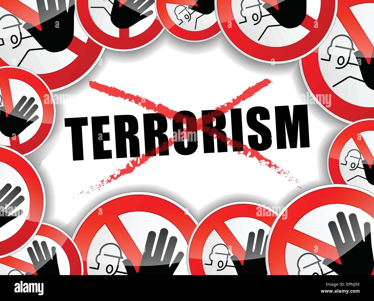 Illustrazione di no al terrorismo concept design di sfondo Illustrazione Vettoriale