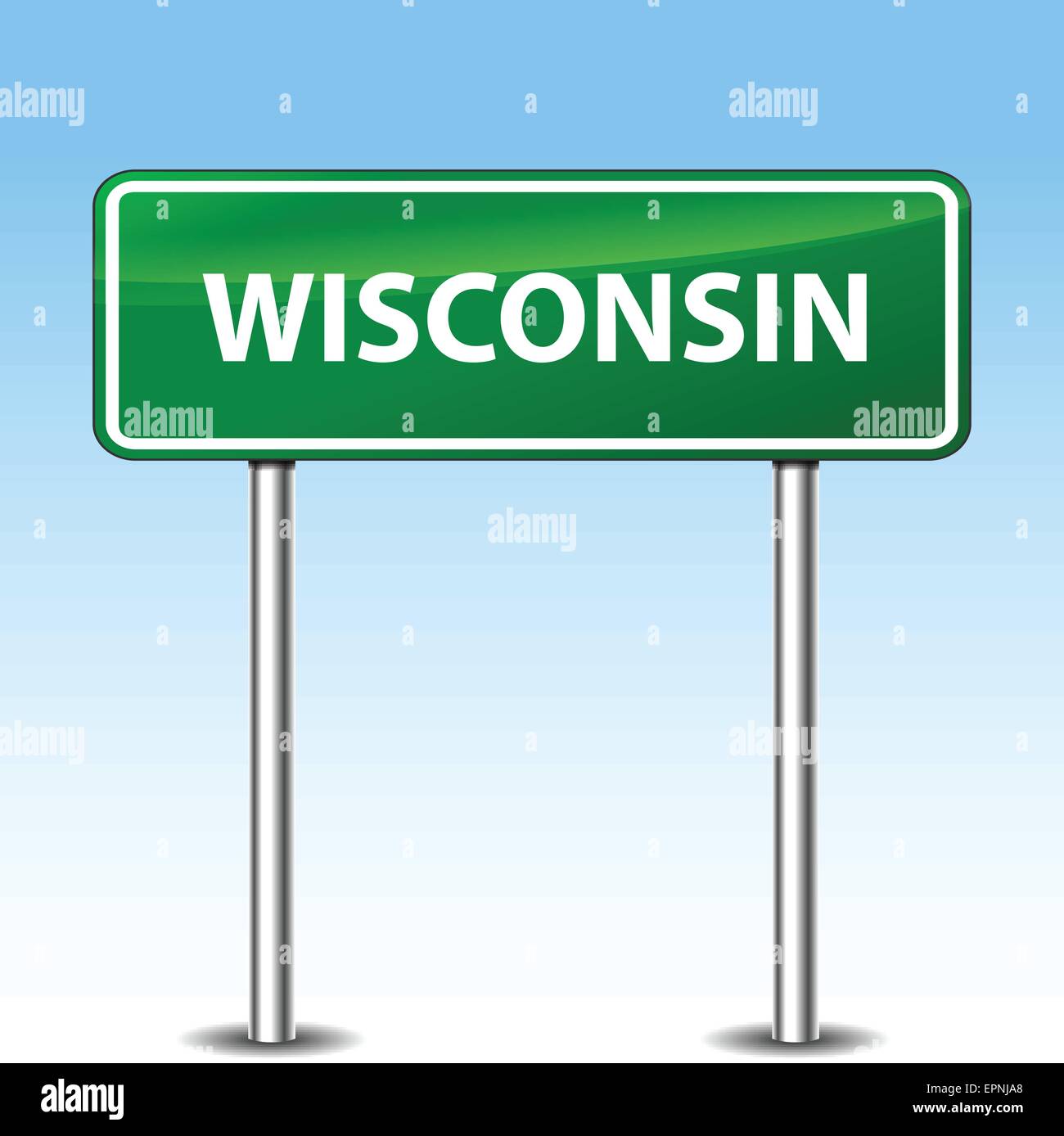 Illustrazione del Wisconsin di metallo verde cartello stradale Illustrazione Vettoriale