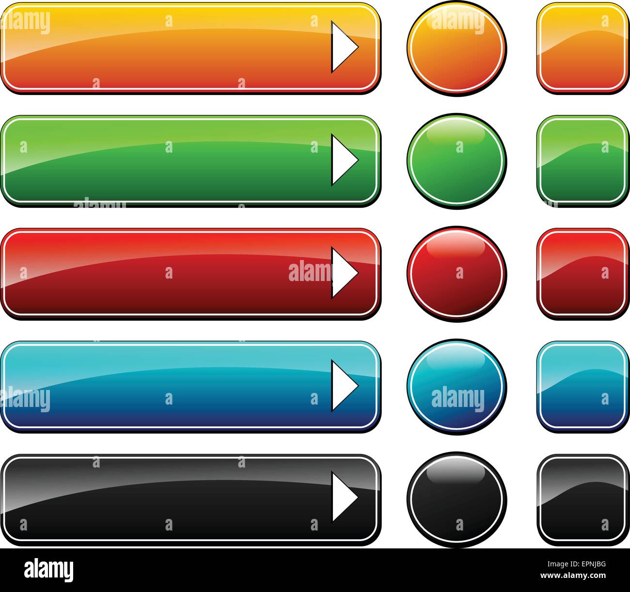 Illustrazione di colorati set di vari pulsanti web Illustrazione Vettoriale