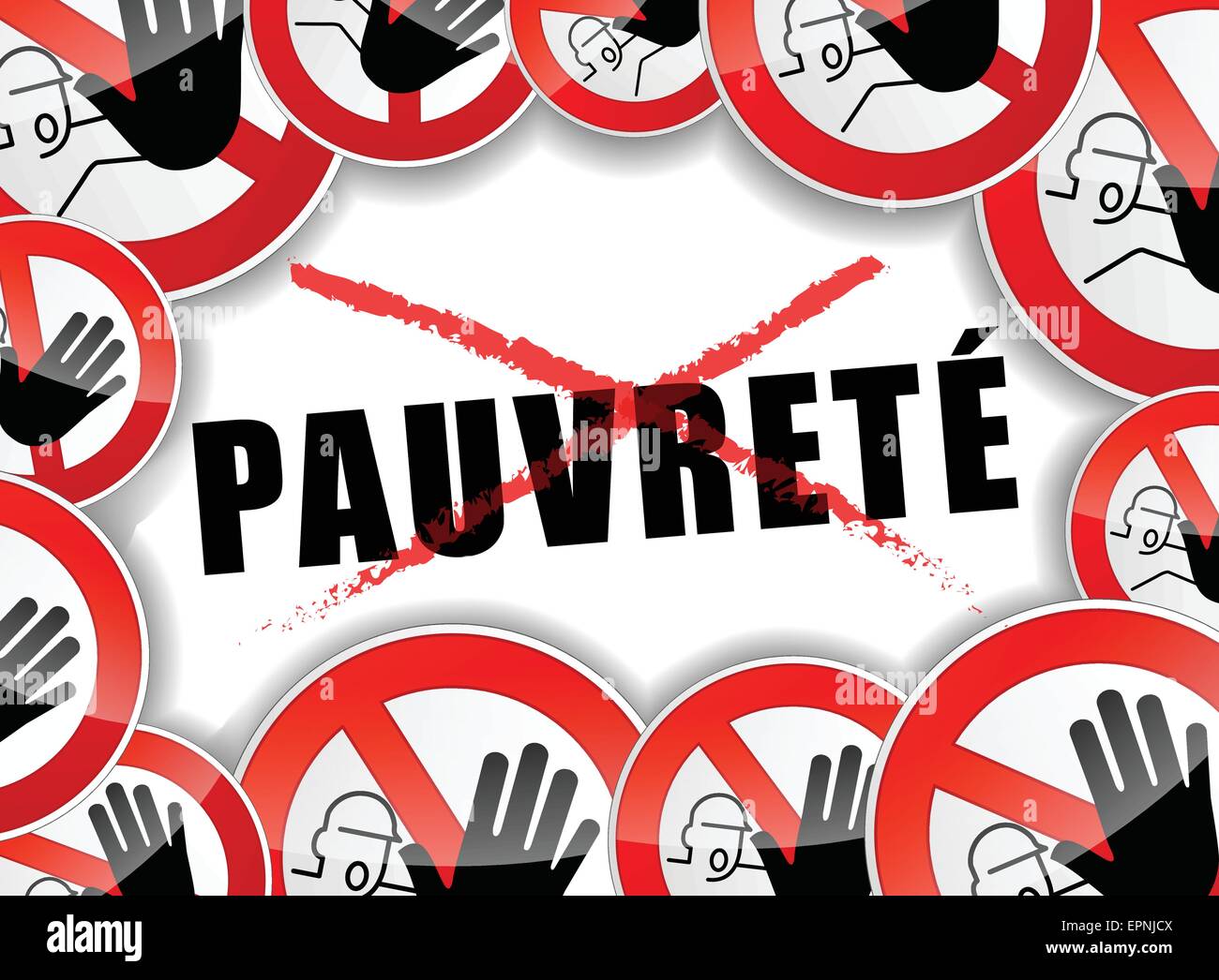 Traduzione in francese per arrestare la povertà illustrazione astratta Illustrazione Vettoriale