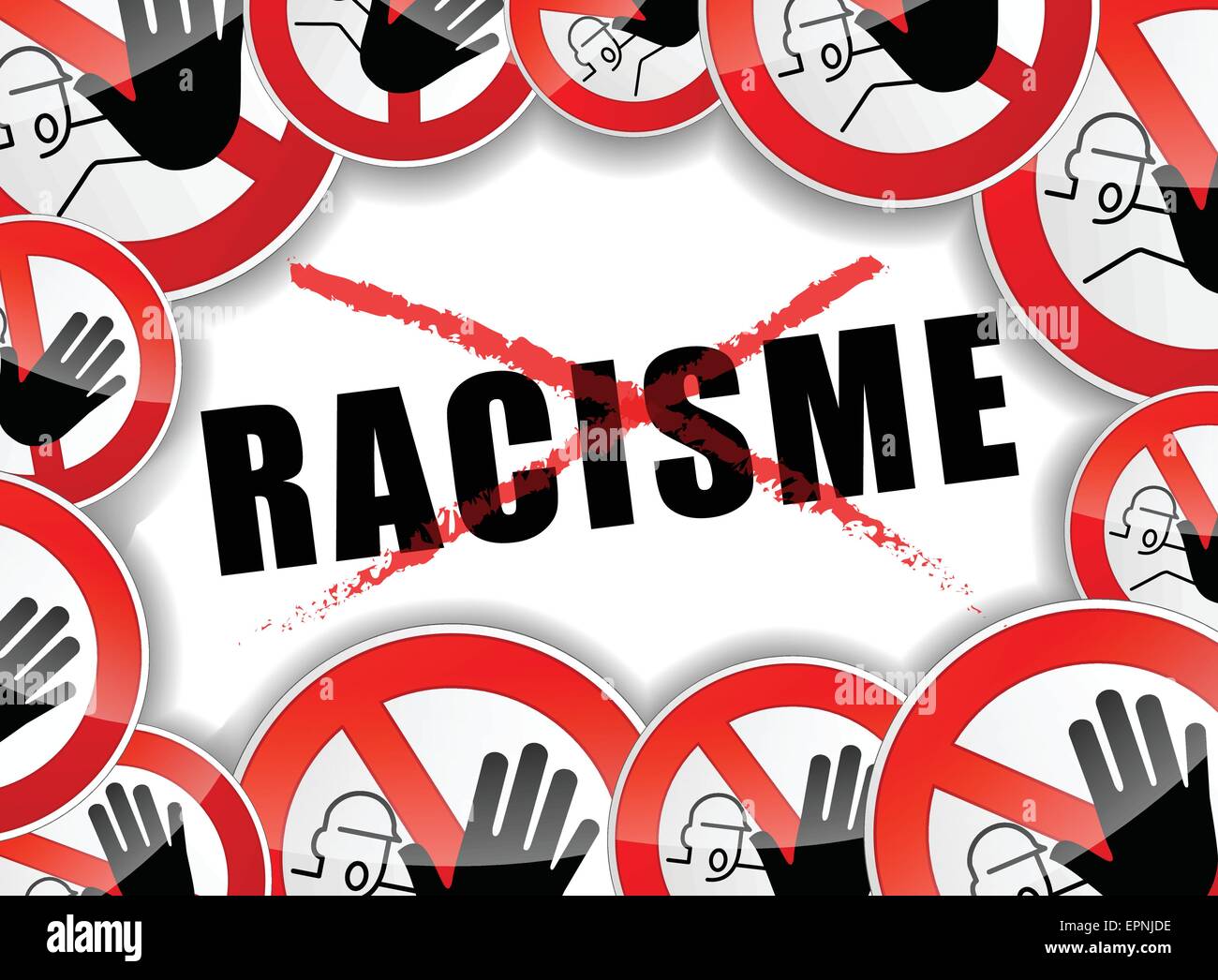 Traduzione in francese per fermare il razzismo illustrazione astratta Illustrazione Vettoriale