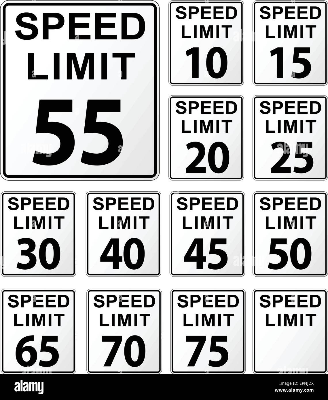 Illustrazione di vettore di limite di velocità impostato di segni Illustrazione Vettoriale
