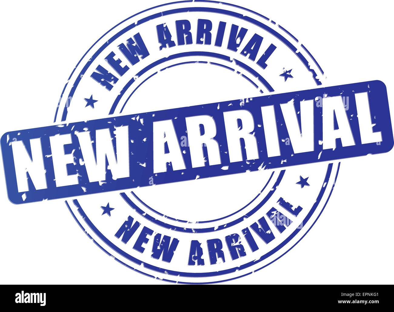 Illustrazione del nuovo arrivo timbro blu icona del design Illustrazione Vettoriale