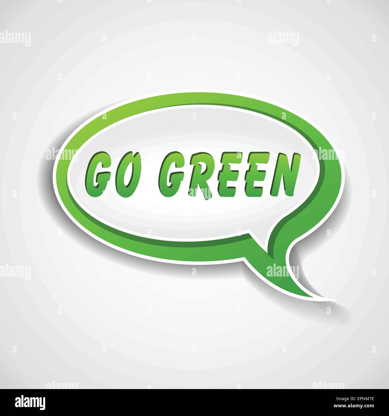 Illustrazione di go green discorso bolla su sfondo bianco Illustrazione Vettoriale