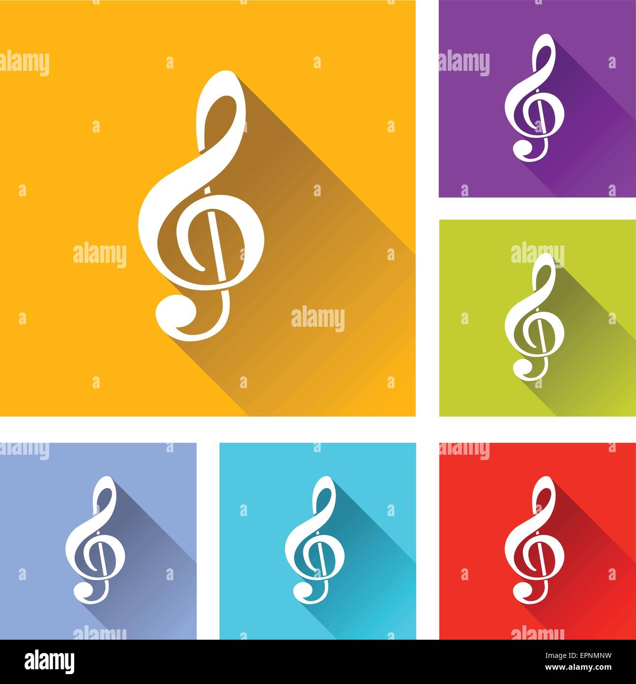 Illustrazione di design piatto set di icone per la musica Illustrazione Vettoriale