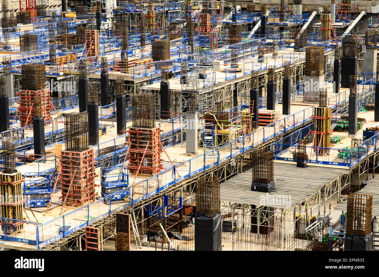 Sito di costruzione a West India Docks in Canary Wharf - Londra, Inghilterra Foto Stock