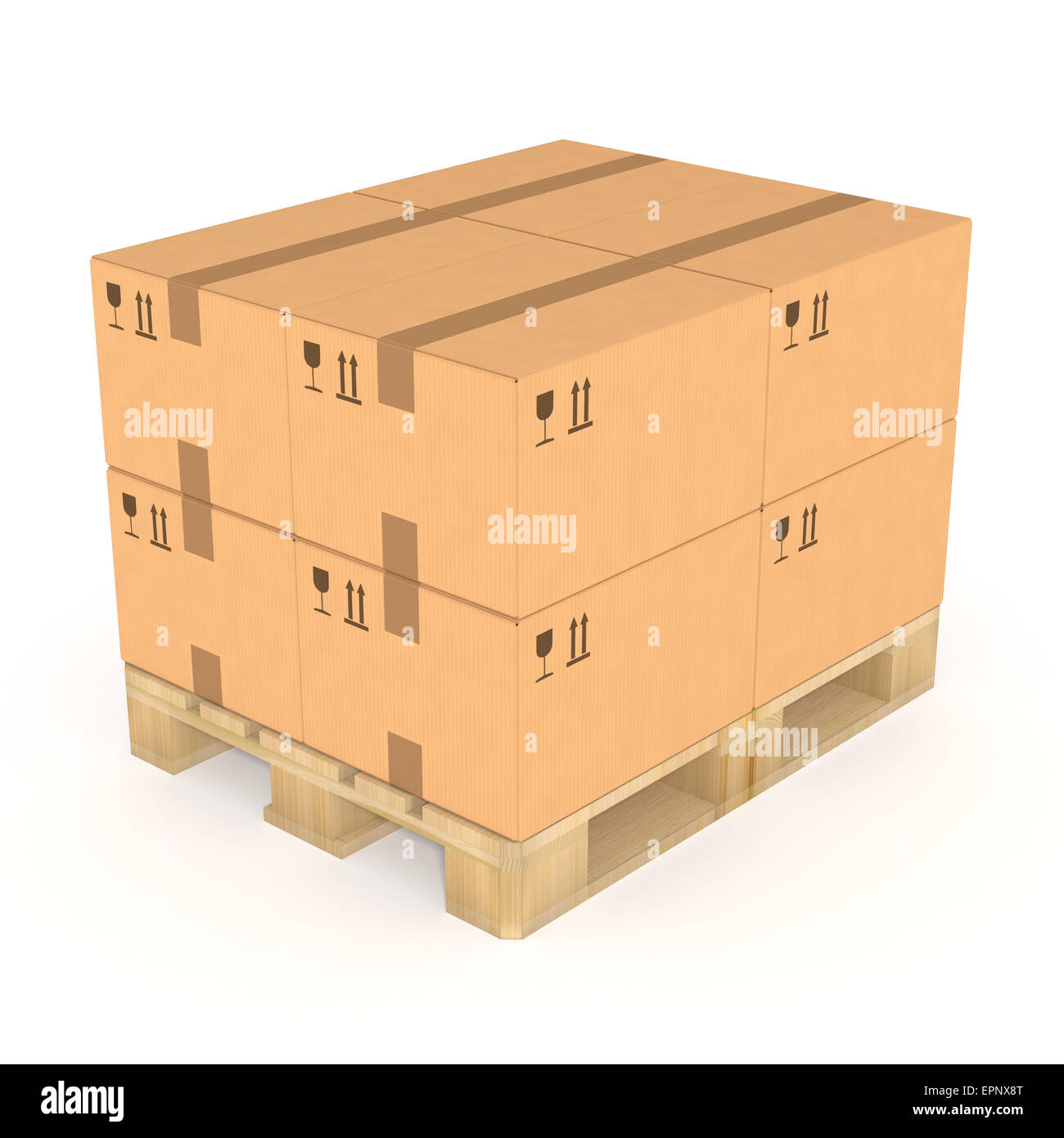Pila di scatole su un pallet Foto stock - Alamy