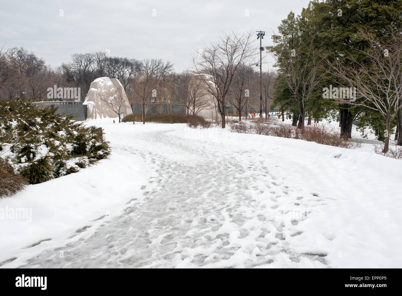 WASHINGTON DC, Stati Uniti d'America - Il MLK Memorial a Washington DC dopo un inverno tempesta di neve. Foto Stock