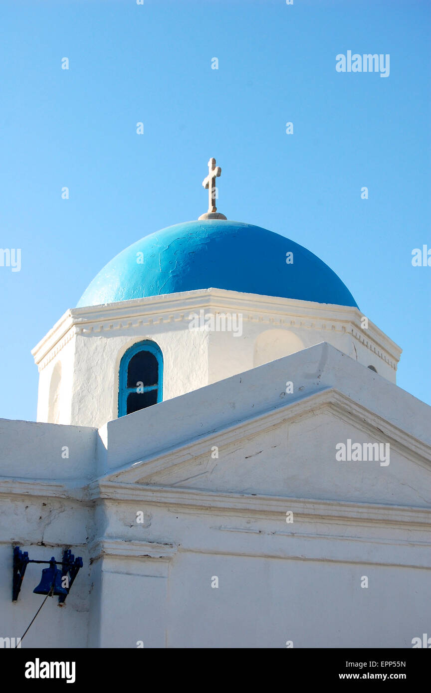 Cupola della chiesa sull'isola di Mykonos, Grecia Foto Stock