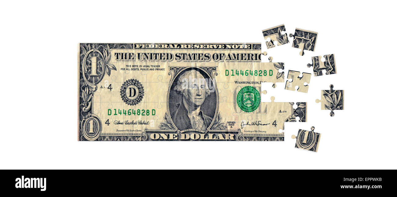 Dollar puzzle isolati su sfondo bianco Foto Stock