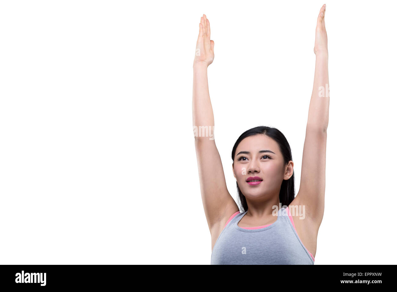 Giovane donna di eseguire lo yoga Foto Stock
