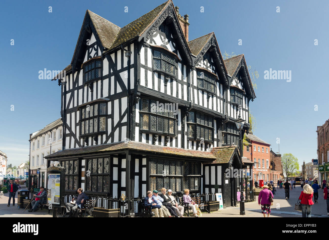 La vecchia casa in bianco e nero casa in legno e muratura in Città Alta, Hereford fu costruito nel 1621 ed è ora un museo Foto Stock