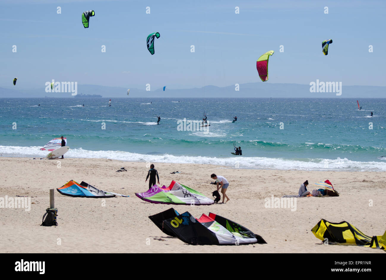 Kitesurf a Tarifa Foto Stock