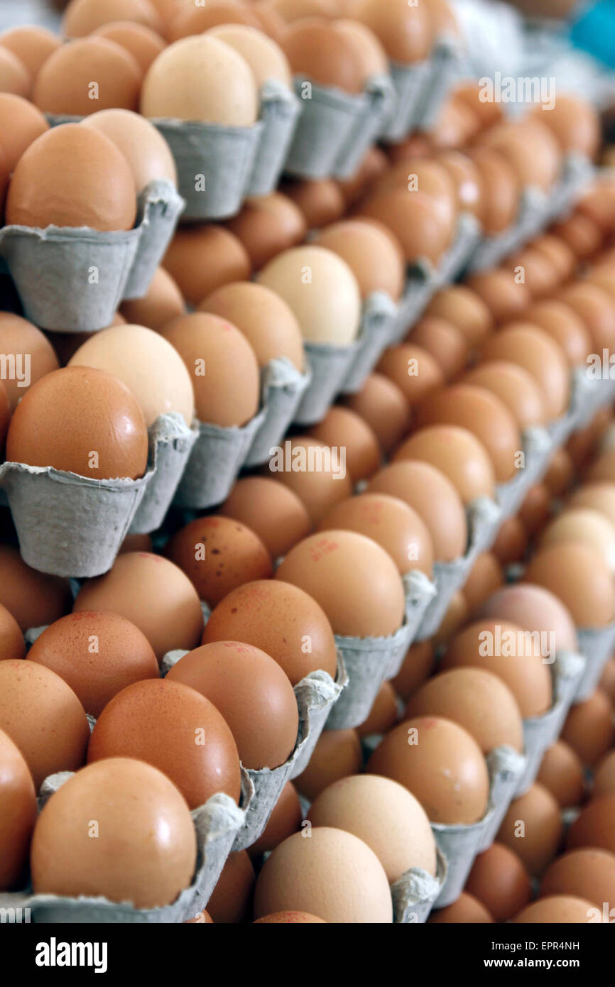 Free range le uova per la vendita presso il Vale Visualizza Foto Stock