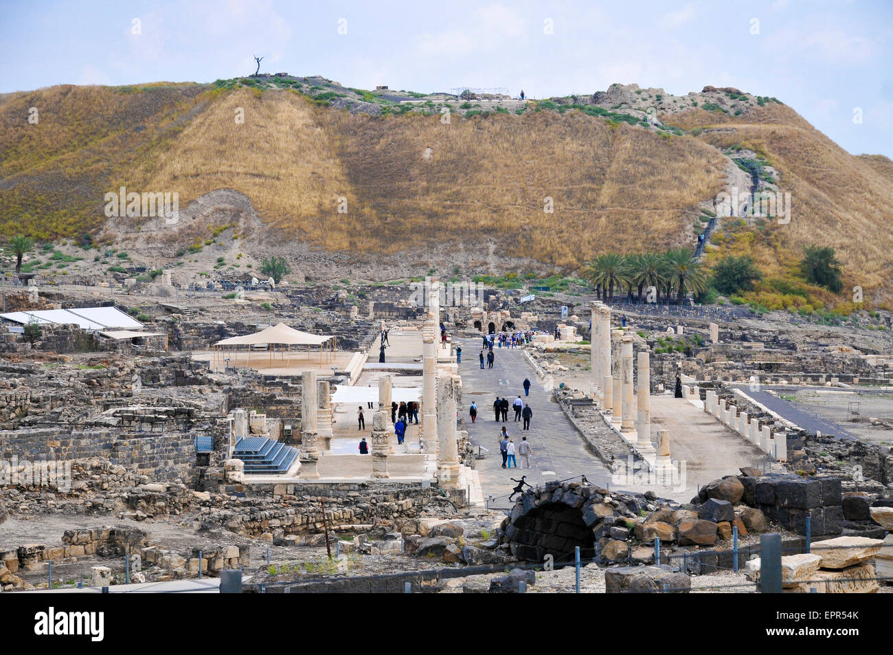 Israele, Bet Shean vista generale. Durante il periodo ellenistico Bet Shean aveva una popolazione greca e fu chiamato Scythopolis. In 64 Foto Stock