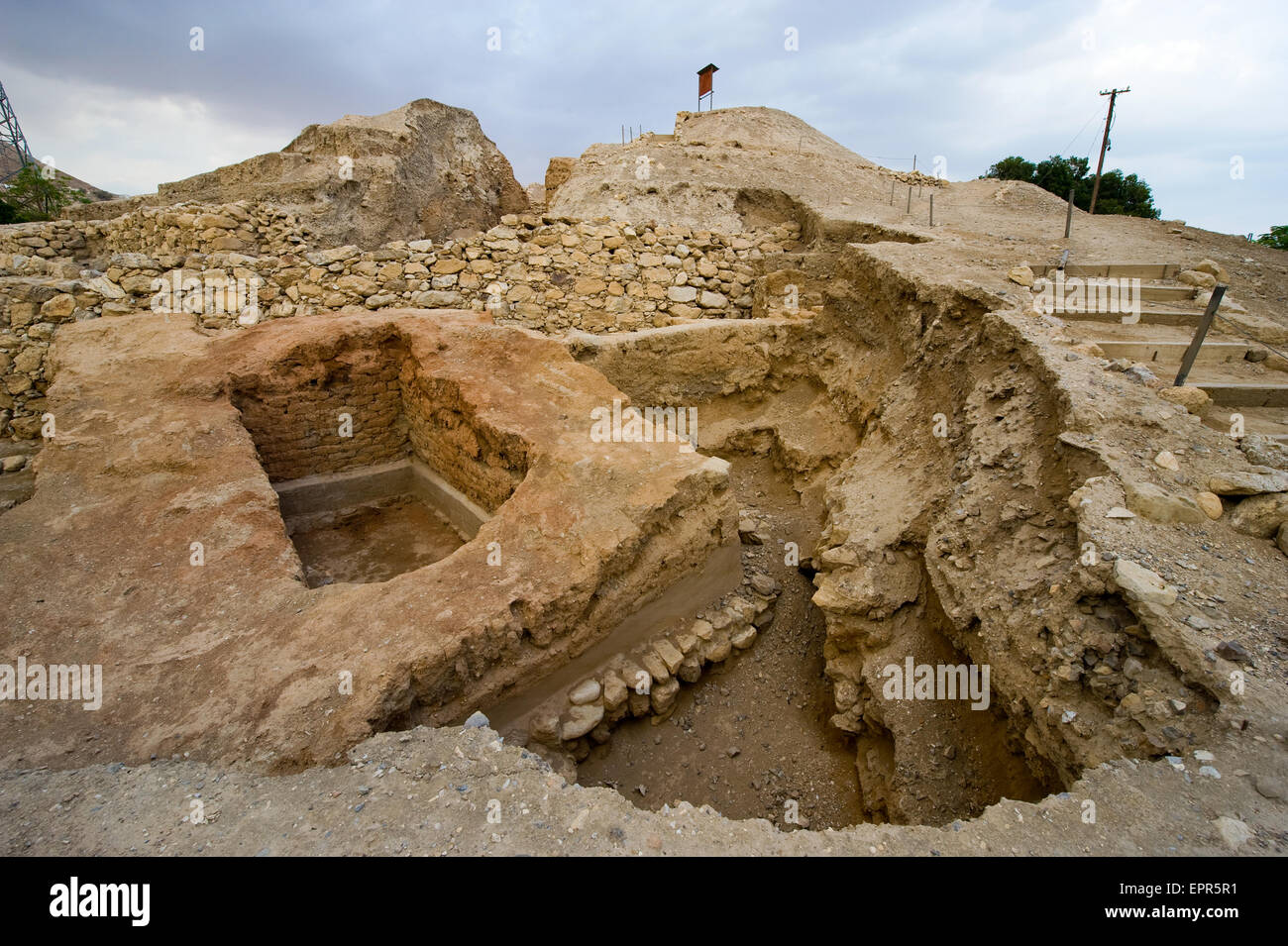 Le antiche rovine di Tell es-Sultan meglio noto come Gerico la città più antica del mondo Foto Stock