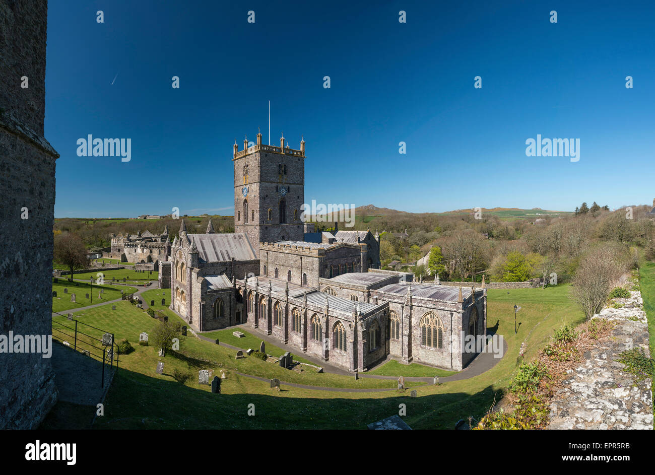 San Davide's Cathedral di Pembrokeshire, Galles. Foto Stock