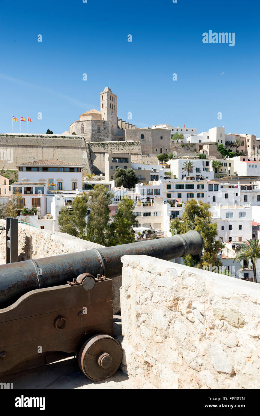 La cattedrale e la città vecchia. Ibiza, Isole Baleari. Spagna Foto Stock