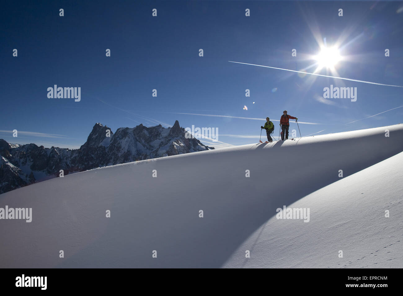 Sciare in Envers du plan, Mont Blanc Massive Foto Stock