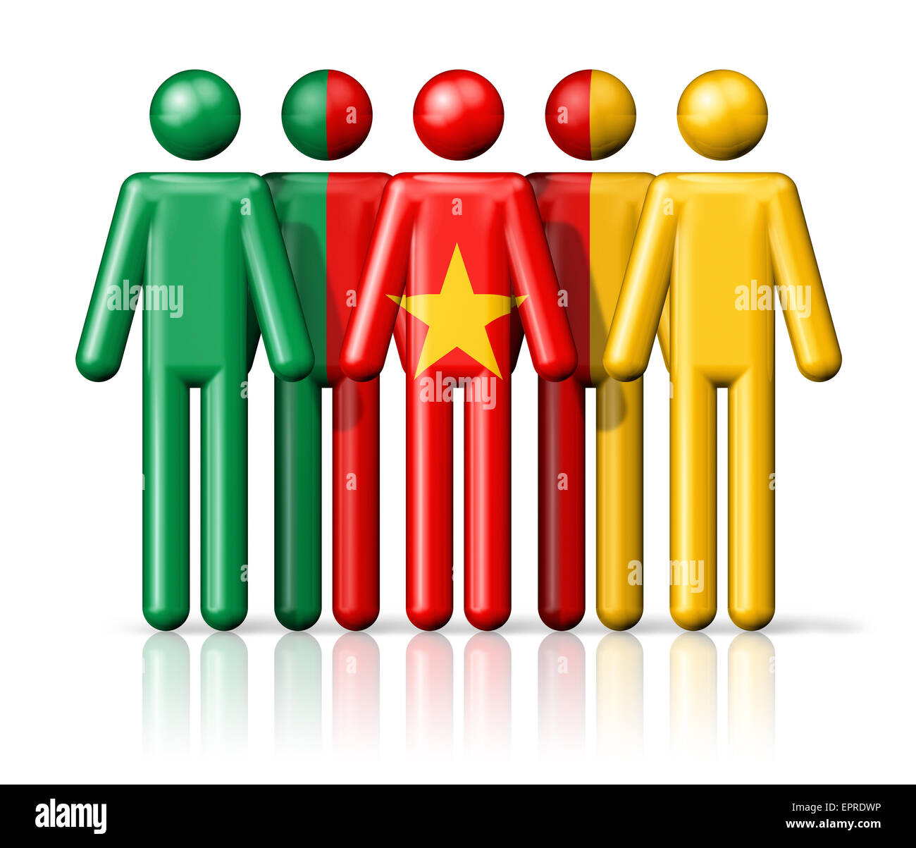 Bandiera del Camerun in stick figura - nazionali e comunità sociale il simbolo 3D icona Foto Stock
