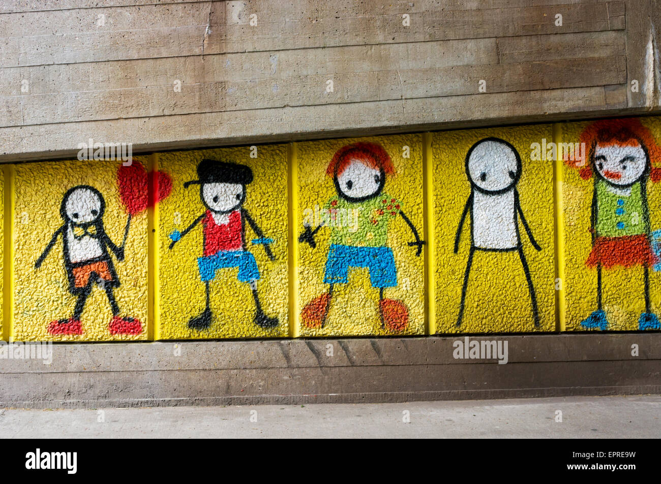 Graffiti da Stik sulla Southbank. Foto Stock