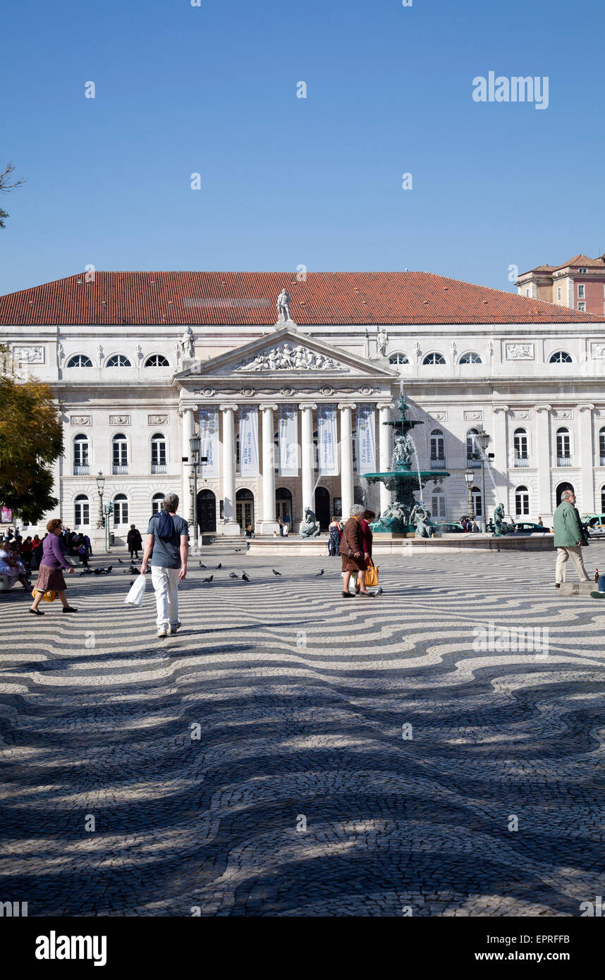 Piazza Rossio a Lisbona - Portogallo Foto Stock