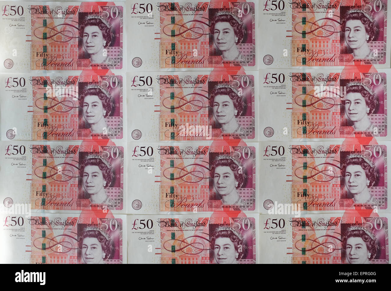 Più £50 note. Foto Stock